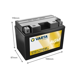 Varta Powersports AGM 509 901 020 MC batteri 12 volt 9Ah (+pol til venstre)