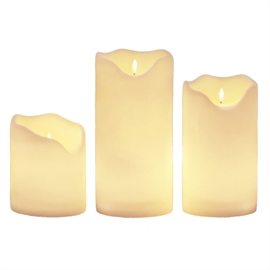 Utendørs LED blokklys sett H: 19, 29 og 39 cm i 3-pakning, hvit